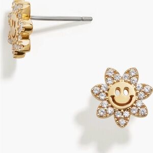 Gold Smiley Flower Baublebar Stud Earrings